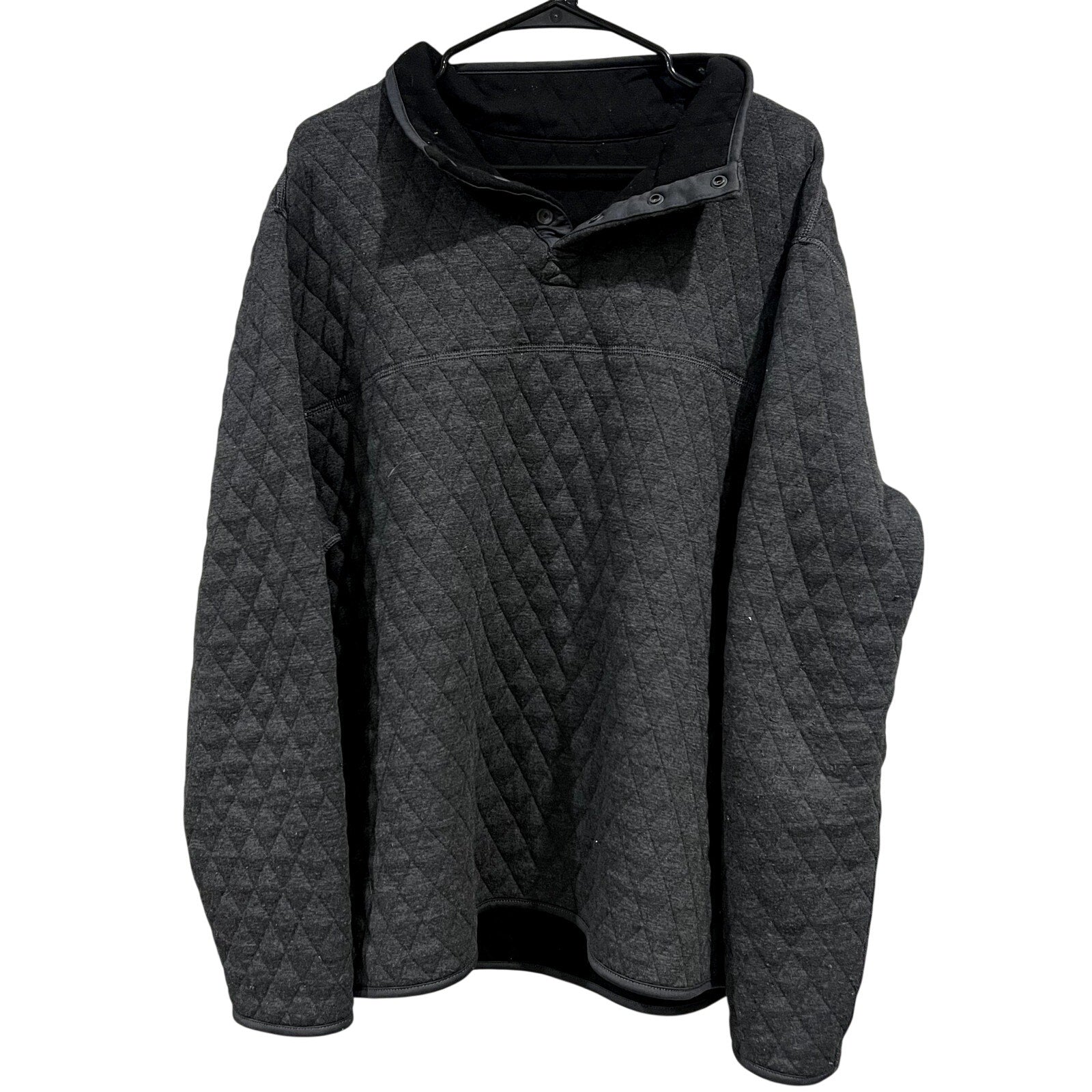 Men's Charcoal Quilted Quarter Snap Pullover Size XL