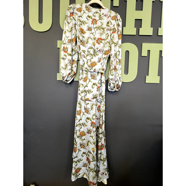 Alexia Admor Satin Light Blue Floral Dress Size 8