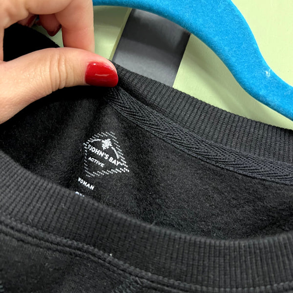 NWT St. John's Bay Active Black Crew Neck Sweatshirt Plus Size 3XL