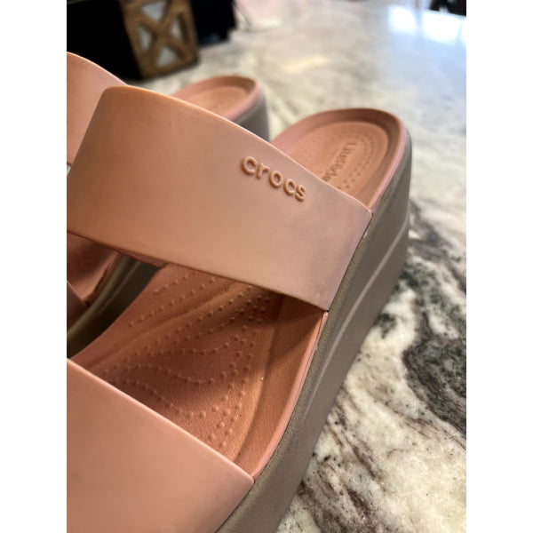 Crocs Brooklyn Nude Mid Wedge Sandals Size 9