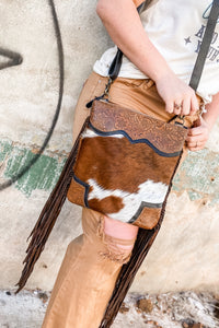 Cattle Drive Cowhide + Tooled Leather Crossbody