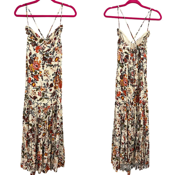 Wonderly Floral Ivory Spaghetti Strap Bohemian Dress XS