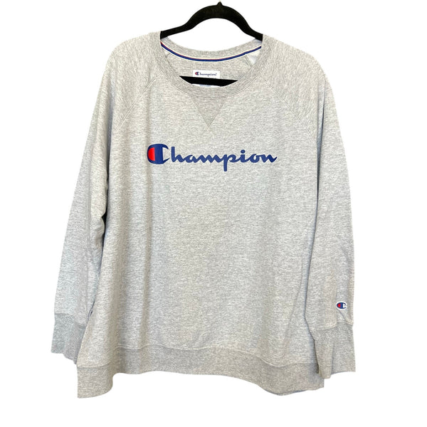 Champion Gray Logo Pullover Sweatshirt Plus Size 3XL