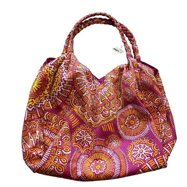 NWT Old Navy Pink + Orange Tribal Tote Shoulder Travel Bag Magnetic Closure