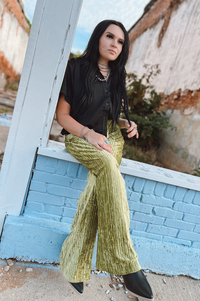 Forrest Moss Velvet Wide Leg Pants