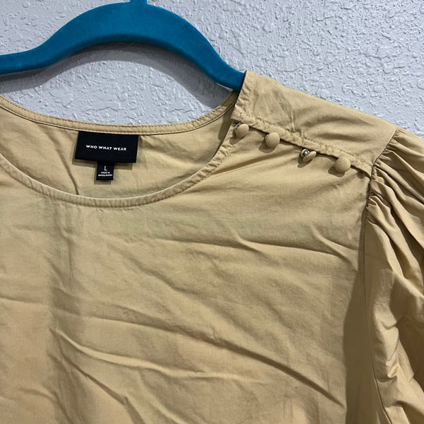 Who What Wear Taupe Puff Sleeve Blouse Large