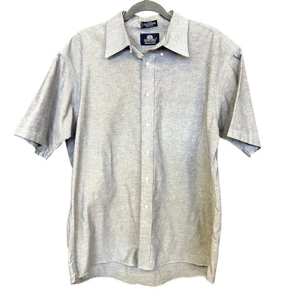 Stafford Wrinkle Free Gray Oxford Button Down Top Size 17