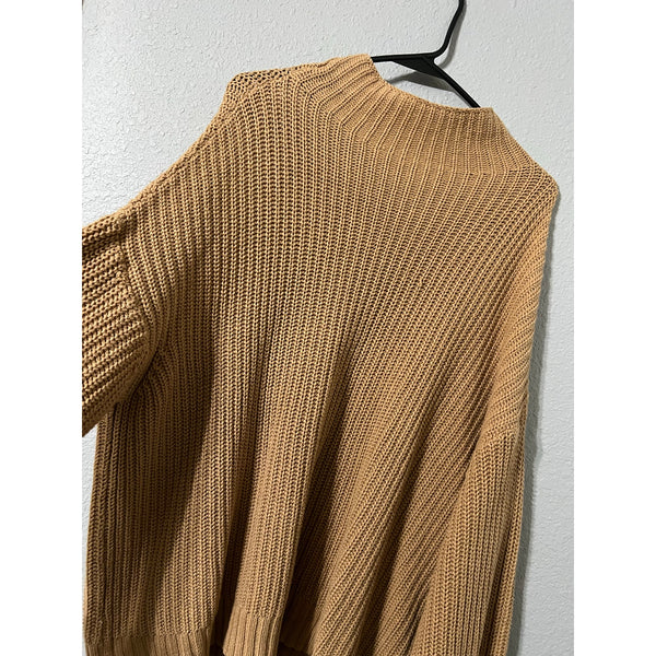 American Eagle Chunky Knit Brown Mock Neck Sweater Size Medium