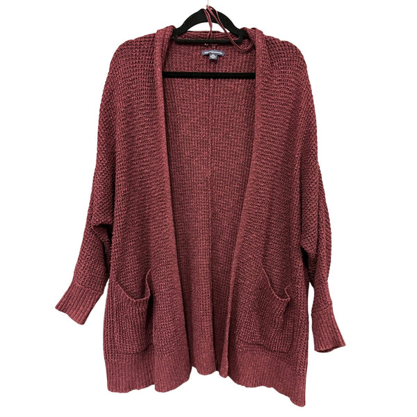 American Eagle Maroon Open Front Knit Cardigan Size Extra Small