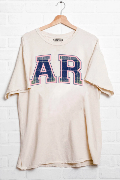 LivyLu AR Pink Plaid Thrifted Tee