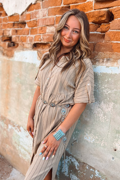 Sandy Shores Midi Shirt Dress
