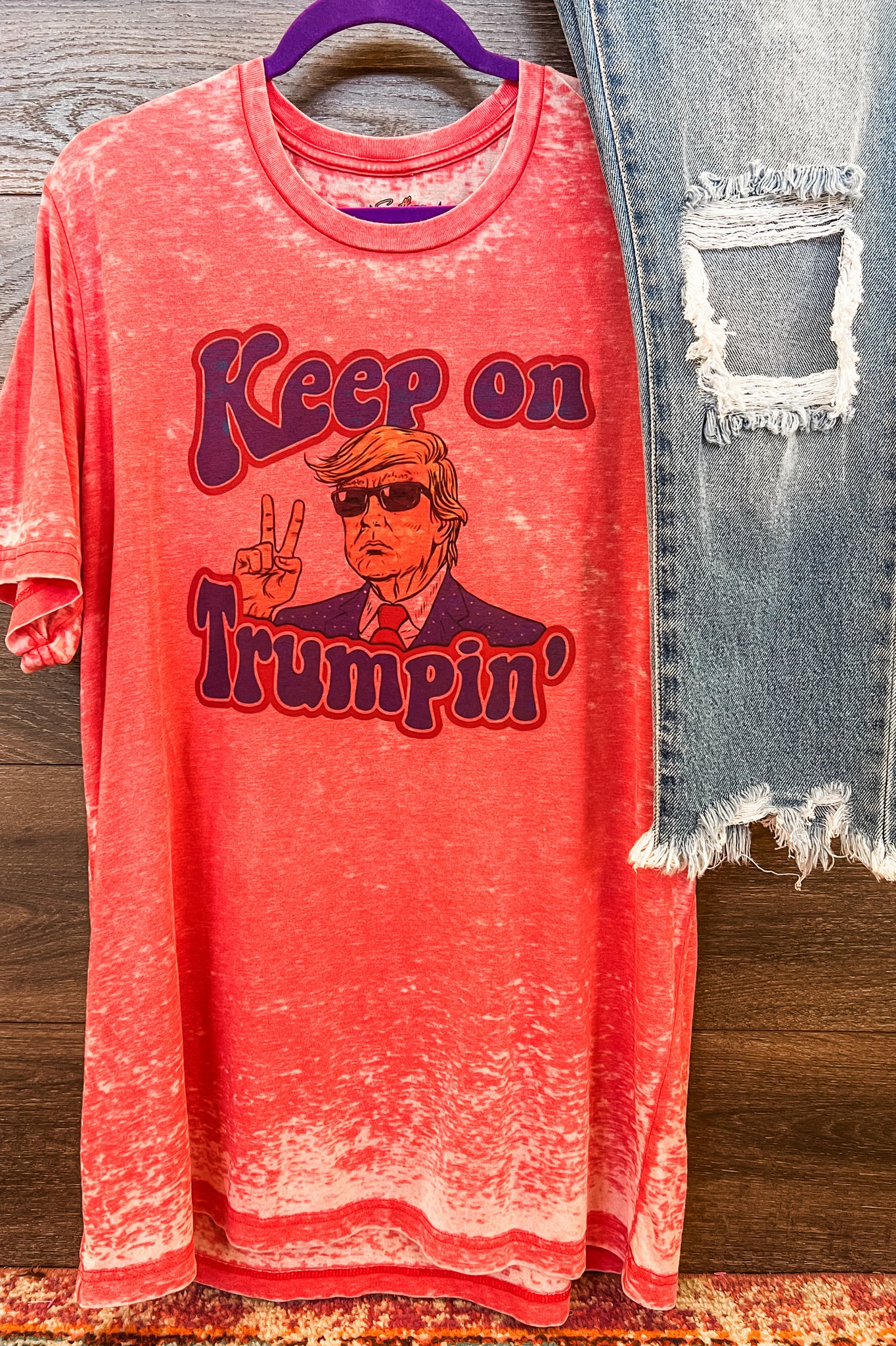 Keep On Trumpin' Acid Wash Graphic Tee