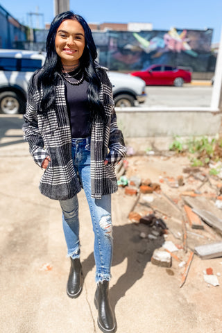 Black + White Plaid Shacket