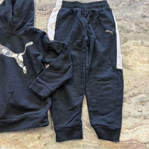 Puma Black + White Two Piece Hoodie + Jogger Matching Set Boys Size 6