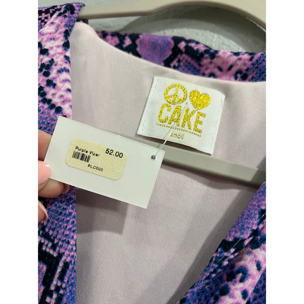 NWT Peace Love Cake Purple Snakeskin Sleeveless Maxi Dress Small