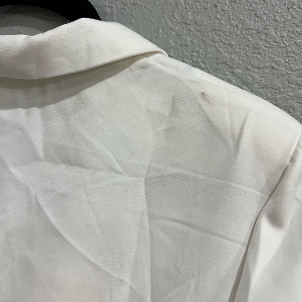 Women's Long Sleeve Fringe Collared White Western Dress Large