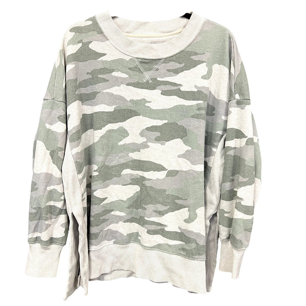 Aerie Side Slit Crew Neck Light Camo Pullover Size Large