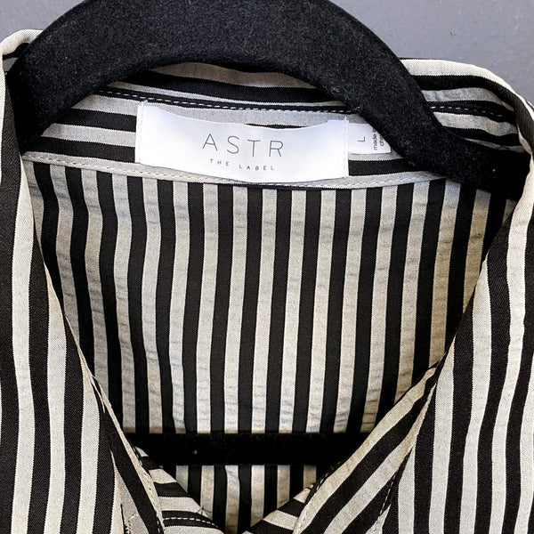 ASTR The Label Striped Button Down Cap Sleeve Blouse Large
