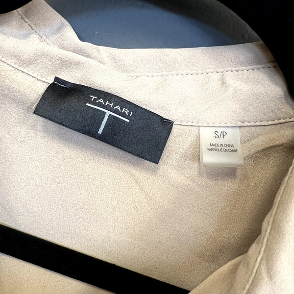Tahari Women's Tan Button Down Blouse Size Small