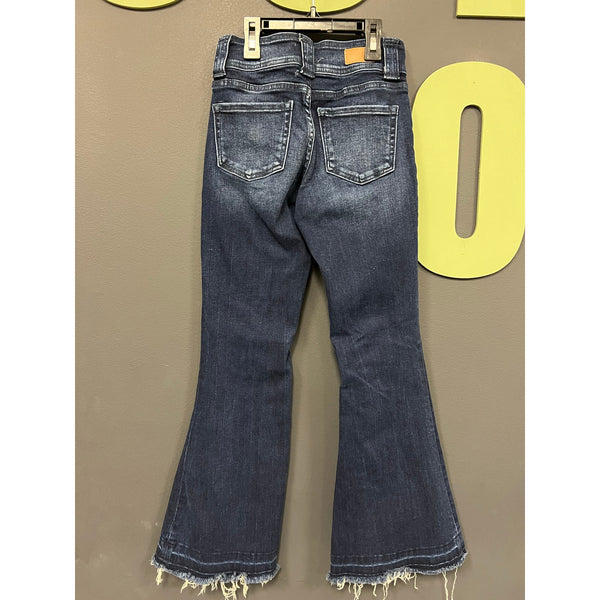 BKE Youth Dark Wash Raw Hem Flare Jeans Size 10
