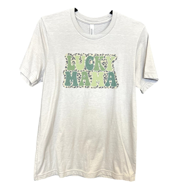 Bella Canvas "Lucky Mama" Sand Graphic Tee Medium