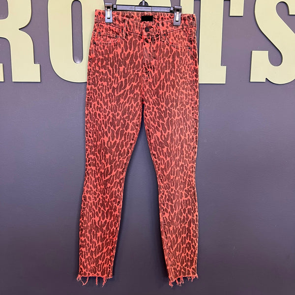 Mother Jeans High Waisted Looker Ankle Fray Animal Attraction Skinnies Size 25