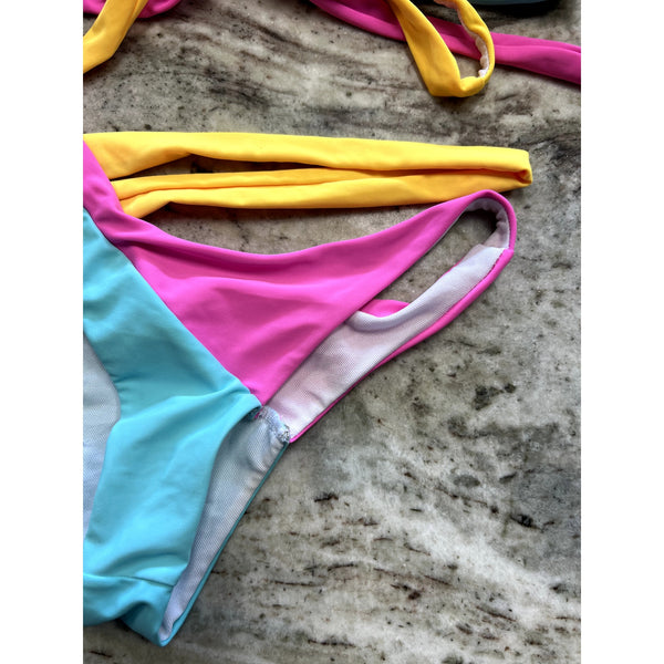 Women's Multi Color Block Strappy Swimsuit Size Small