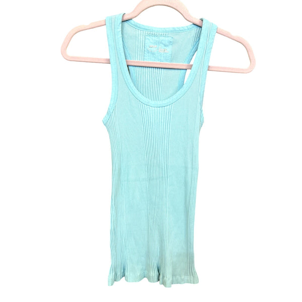 Aerie Aqua Blue Ribbed Scoop Neck Tank Size Small