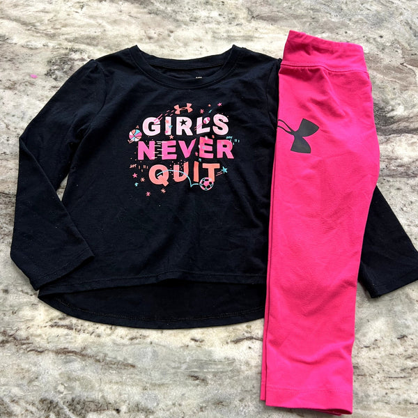 Under Armour "Girls Never Quit" Two Piece Set Size 24 Mo