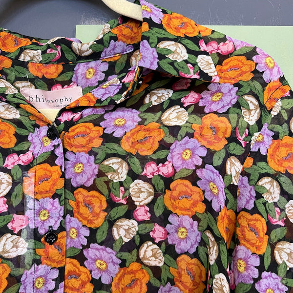 NWT Philosophy Sheer Button Down Blouse XS
