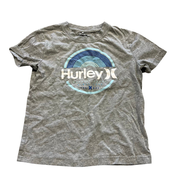 Hurley Boys Short Sleeve Gray + Blue Graphic Tee Size 5/6