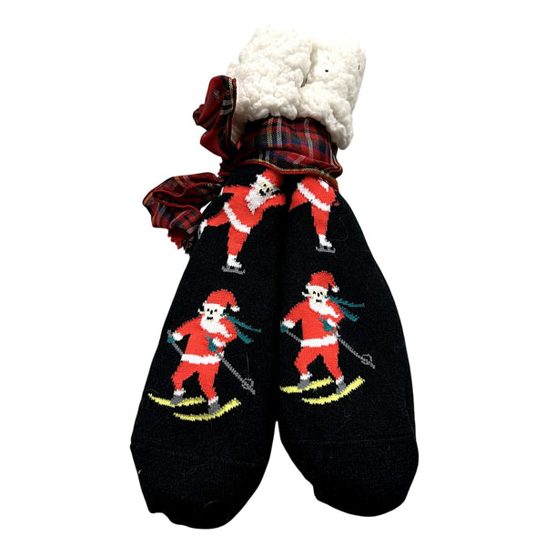 Fuzzy Santa Skiing Socks
