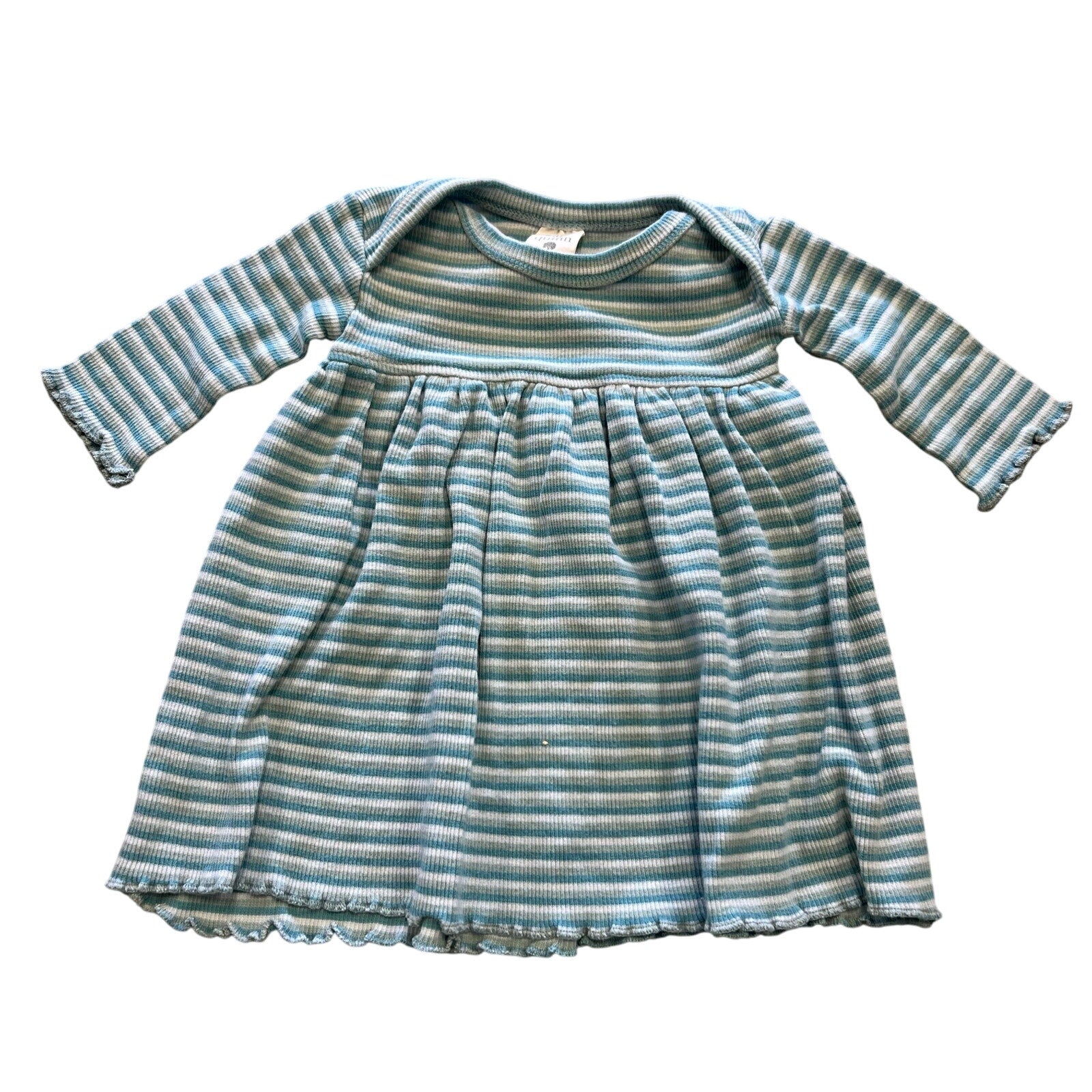 Kate Quinn Light Blue Striped Long Sleeve Peplum Dress Size 0-3 Mo