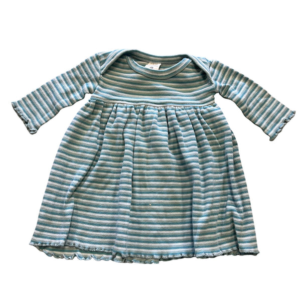 Kate Quinn Light Blue Striped Long Sleeve Peplum Dress Size 0-3 Mo