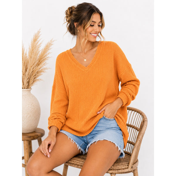 Zenana Mustard Oversized Waffle Top Size Small
