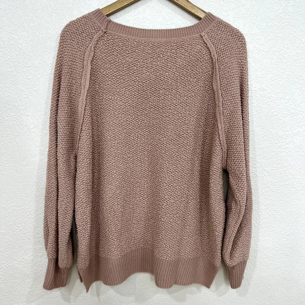 BiBi Mauve Tan Knit Sweater Size Large