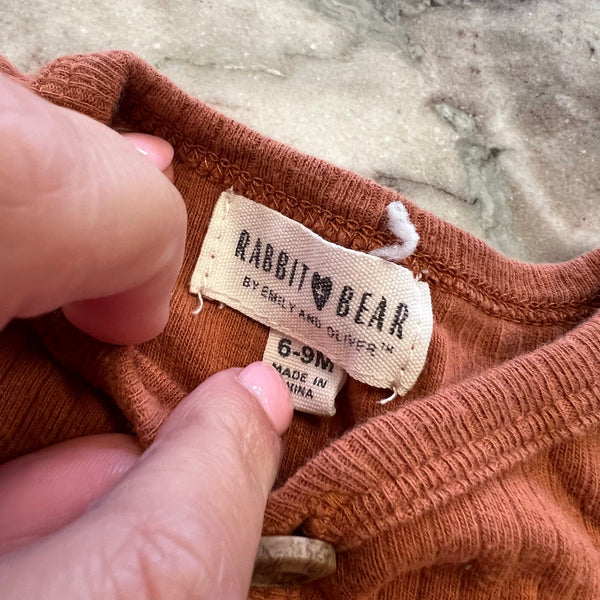 Rabbit Bear Burnt Orange One Piece Baby Wrap 6-9 Mo