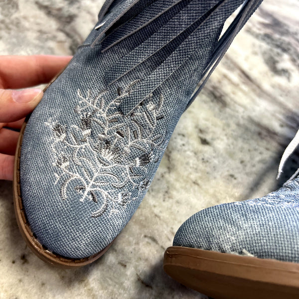 Pawz Denim Fringe Cowgirl Boots Size Youth 12