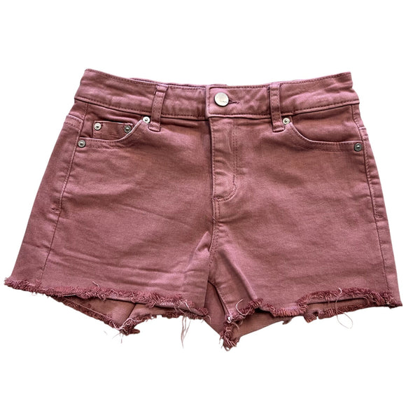 Tractr Girls Brittany Fray Hem Cut Off Denim Maroon Shorts Size 8