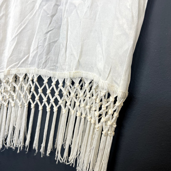 Monteau Fringe Open Back Bohemian White Tank Top Small