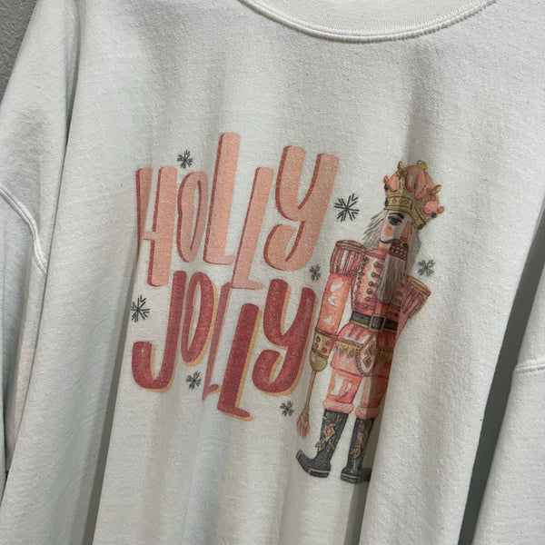 Holly Jolly Pink Nutcracker Crew Neck Sweatshirt Size XXL