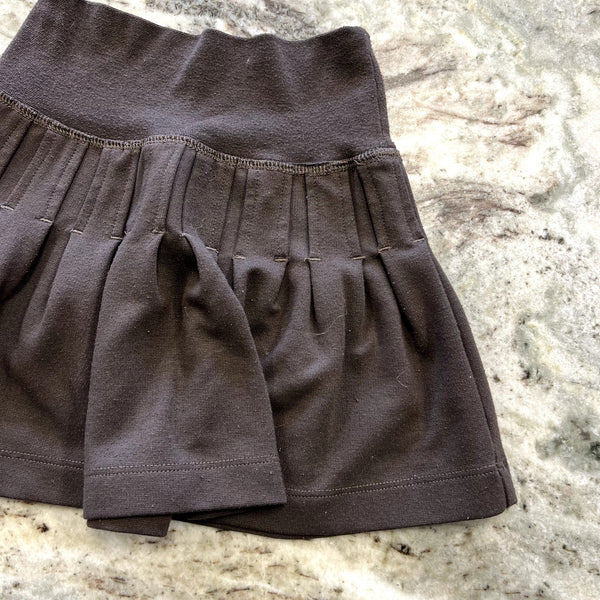 Girls Brown Cotton Pleated Skirt Size 4