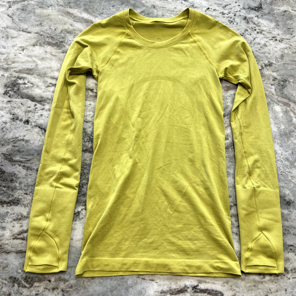 Lululemon Swiftly Tech Yellow Long Sleeve Athletic Top Size 2