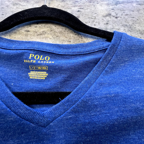 Polo Ralph Lauren Heather Blue V-Neck Top Size Large