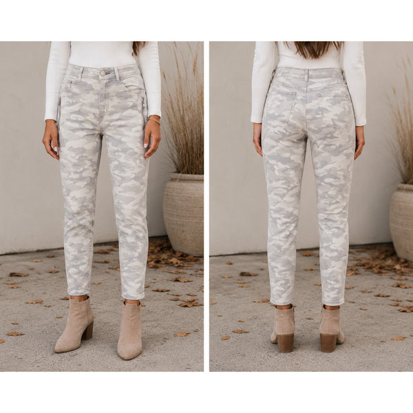 Democracy "Ab"solution Light Gray Camo Skinny Jeans Size 12