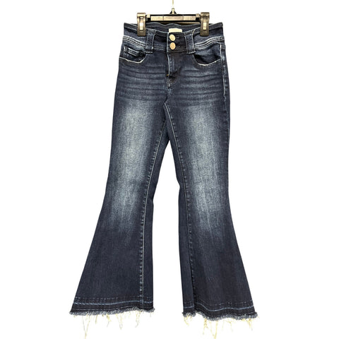 BKE Youth Dark Wash Raw Hem Flare Jeans Size 10