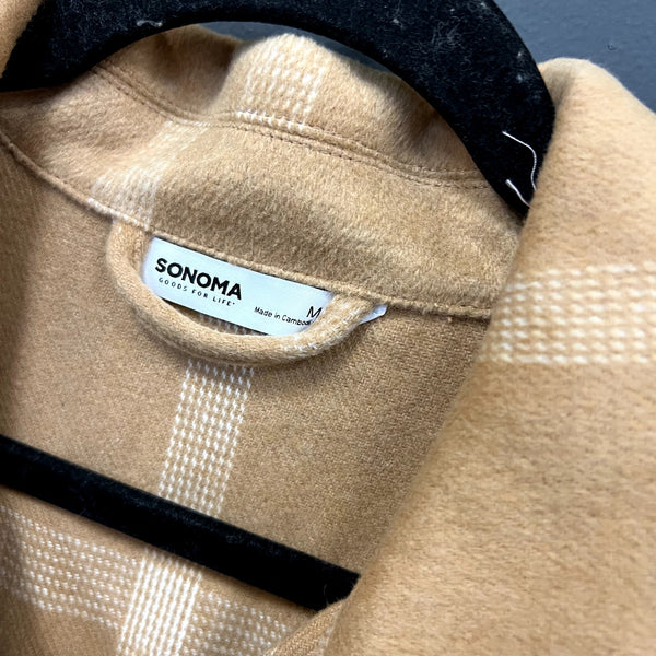 NWT Sonoma Light Tan Plaid Heavyweight Shacket Size Medium