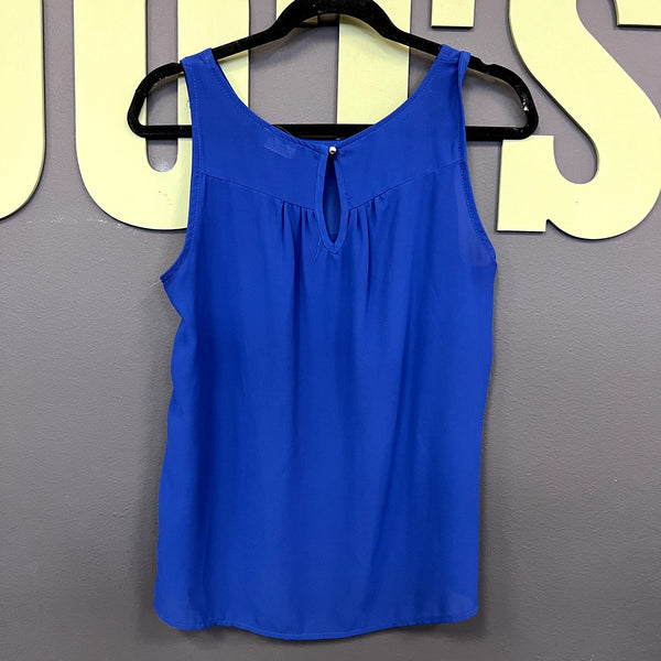 Papermoon Blue Sheer Side Stitched Tank Top Size Medium