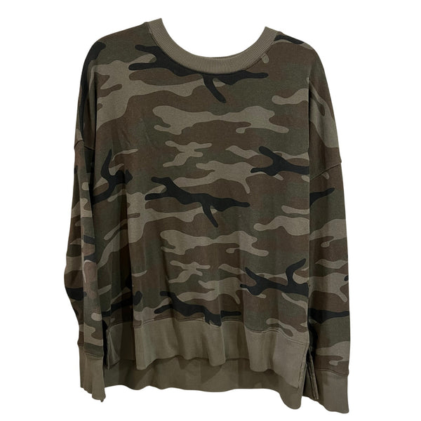 Time and Tru Camo Side Slit Pullover Crew Neck Sweatshirt XL
