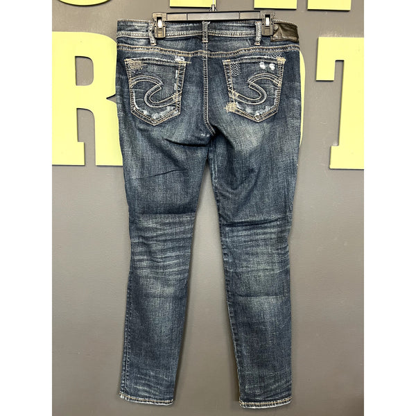 Silver Jeans Aiko Super Stretch Mid Rise Skinny Jeans Size 32